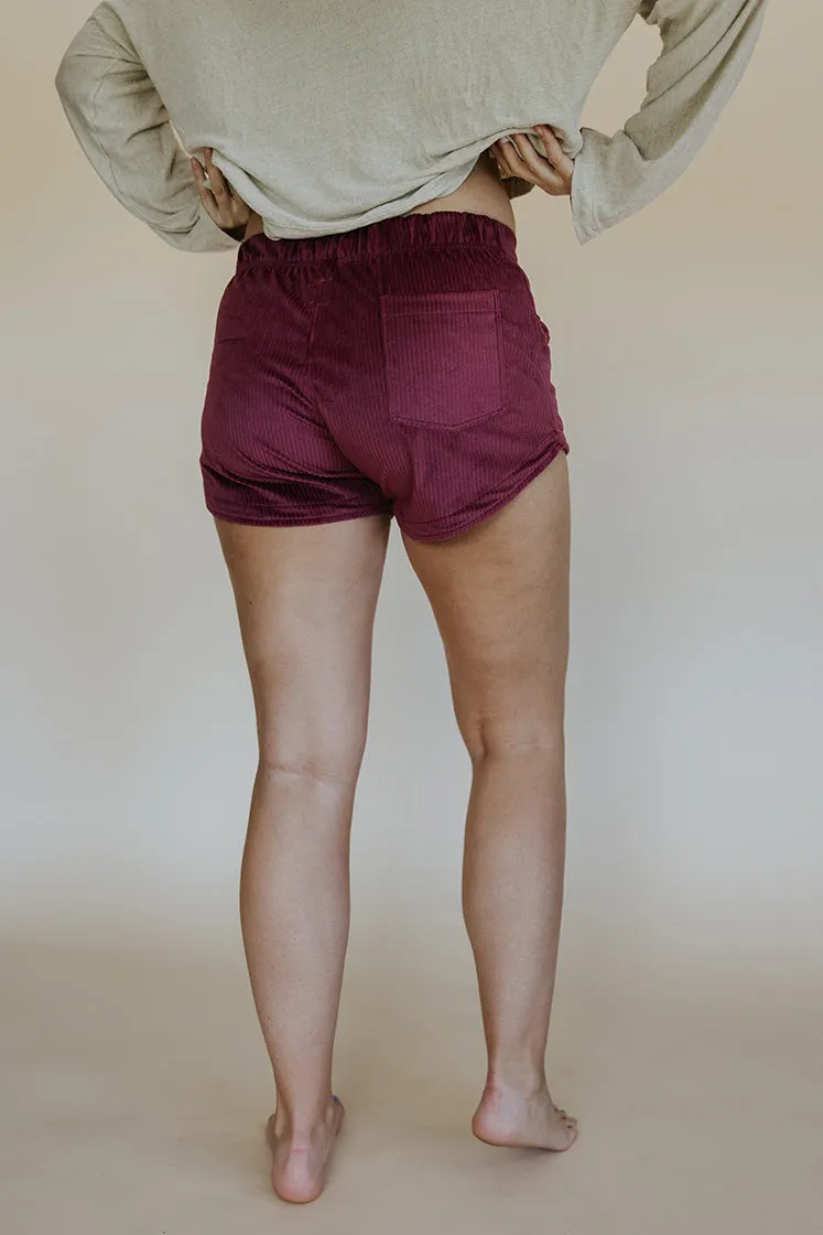 Retro Pocket Shorts - Merlot Corduroy