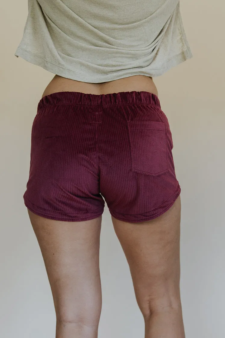 Retro Pocket Shorts - Merlot Corduroy