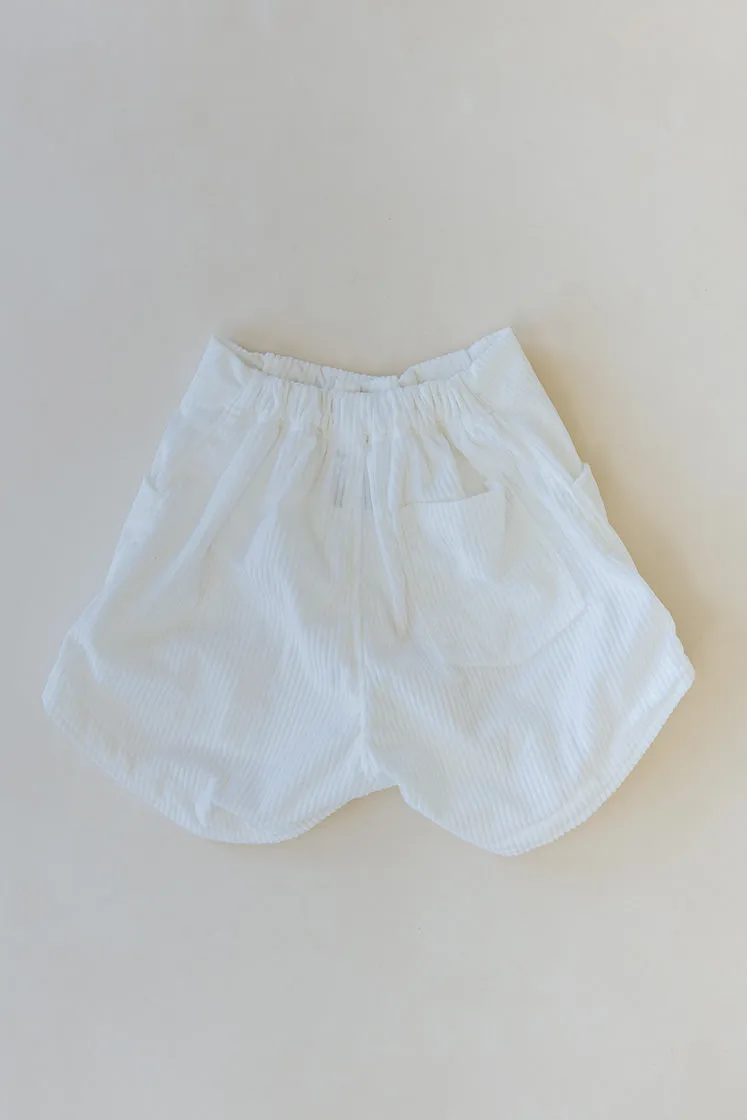 Retro Pocket Shorts - White Corduroy