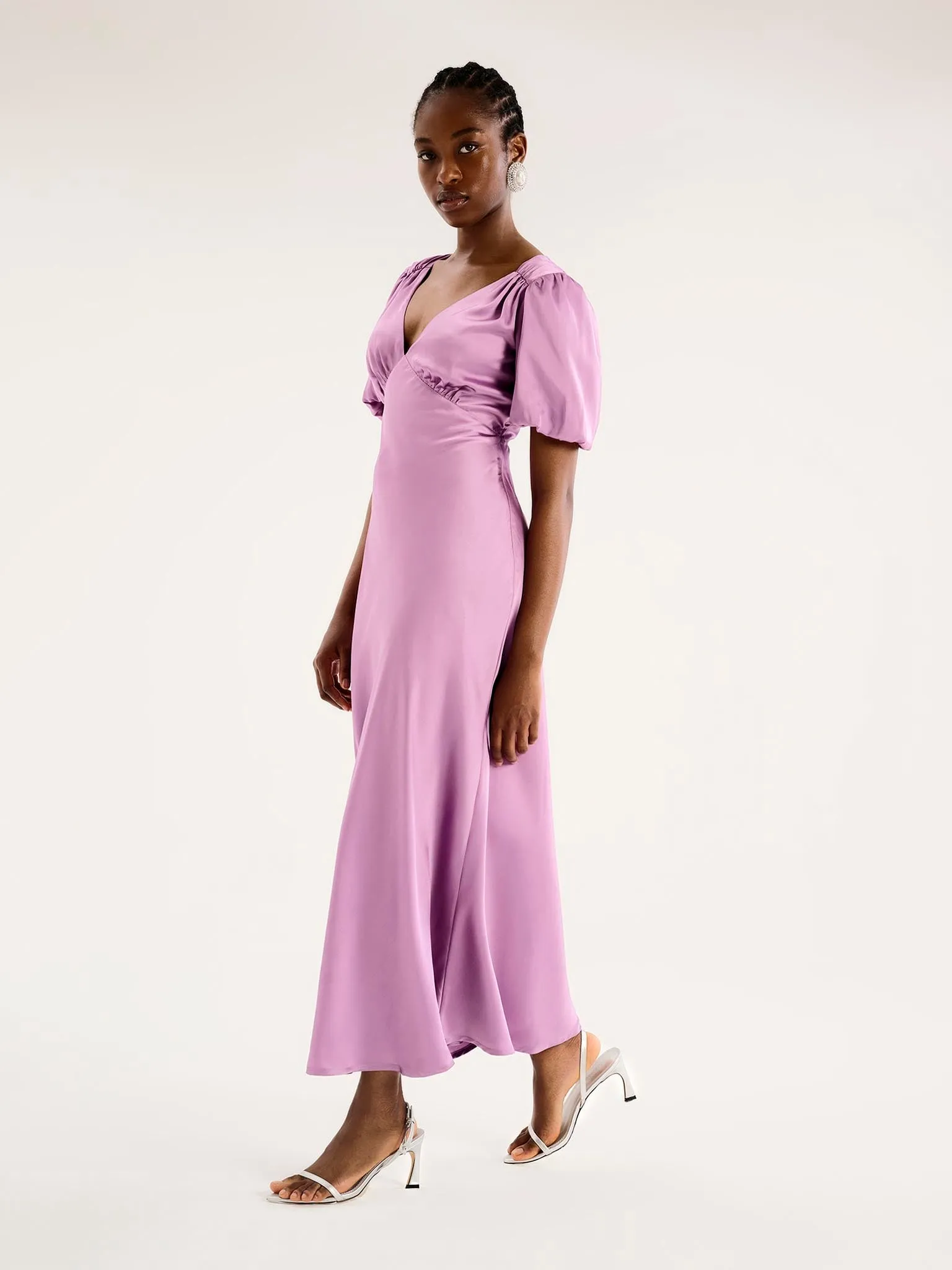 Rosie Puff Sleeve Dress in Lavender