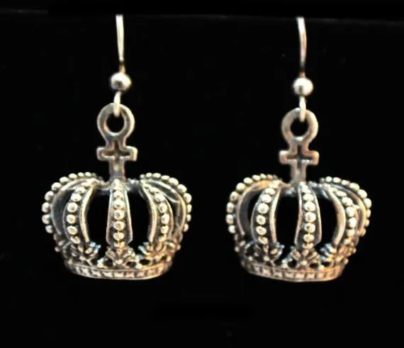 Royal Crown & Cross Dangle Earrings