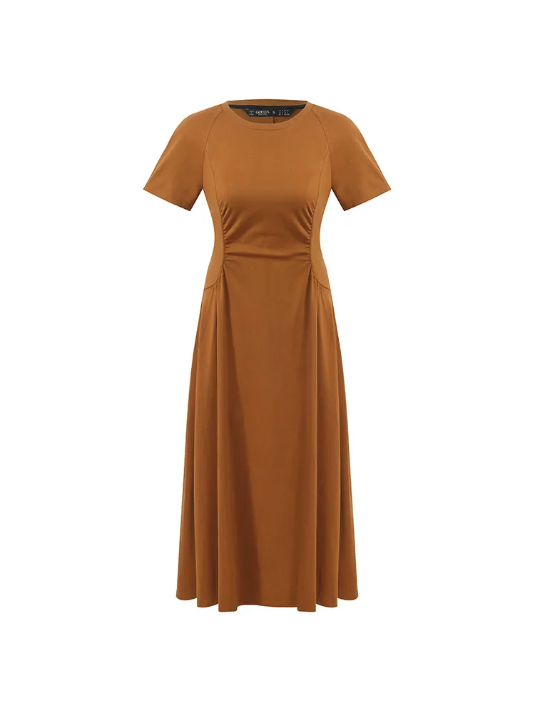 Ruched Waist Women Midi Dress