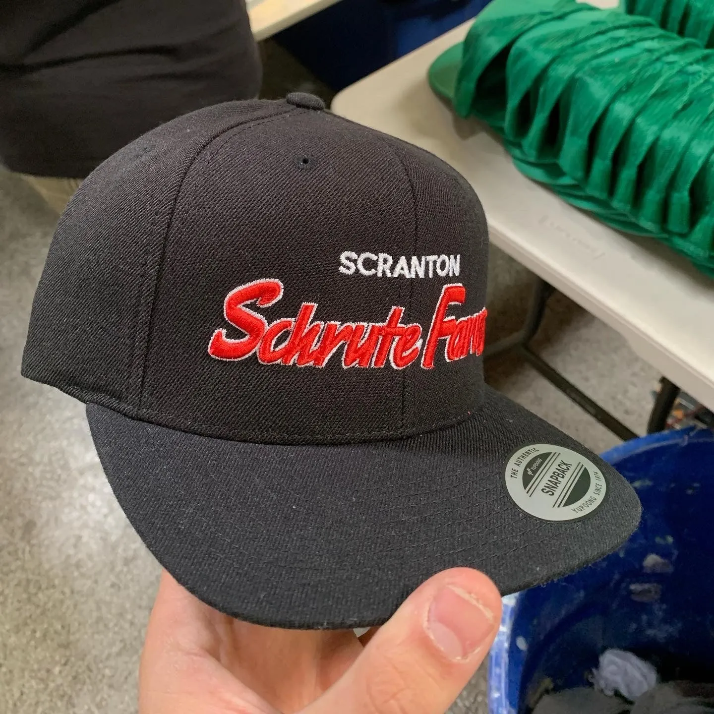 Schrute Farms Script - Premium Snapback Hat Black