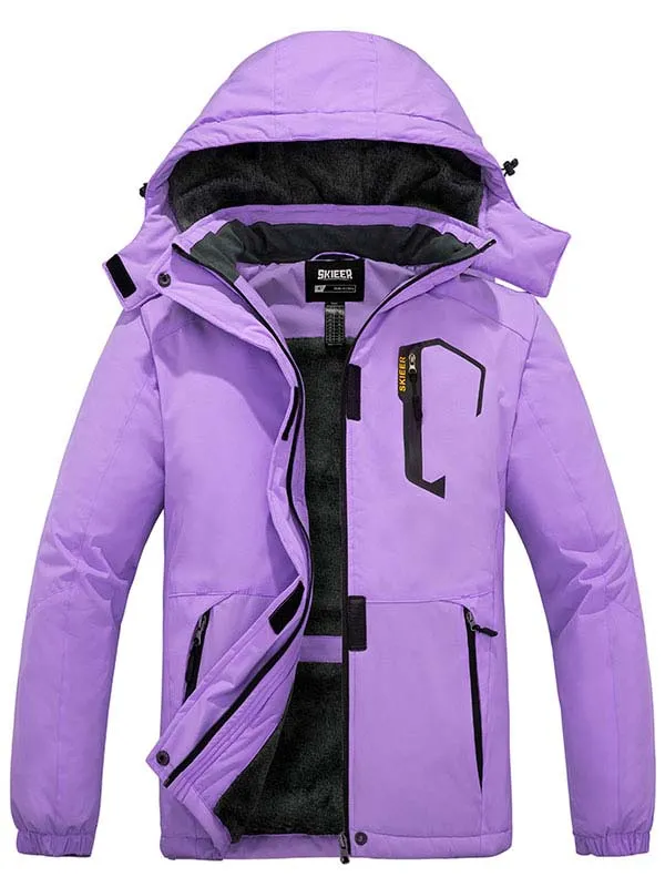 Skieer Women's Ski Jacket Mountain Waterproof Winter Rain Jacket Warm Fleece Snow Coat