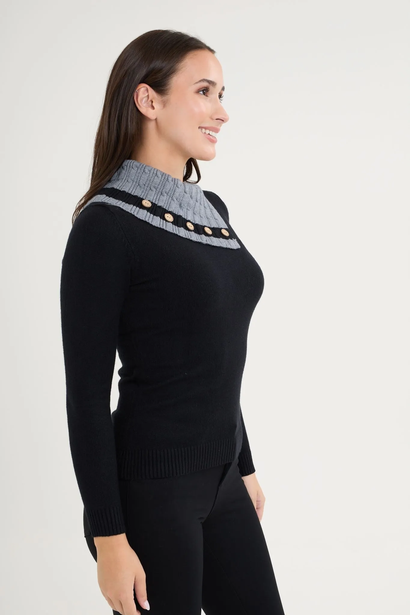 Split neck knit