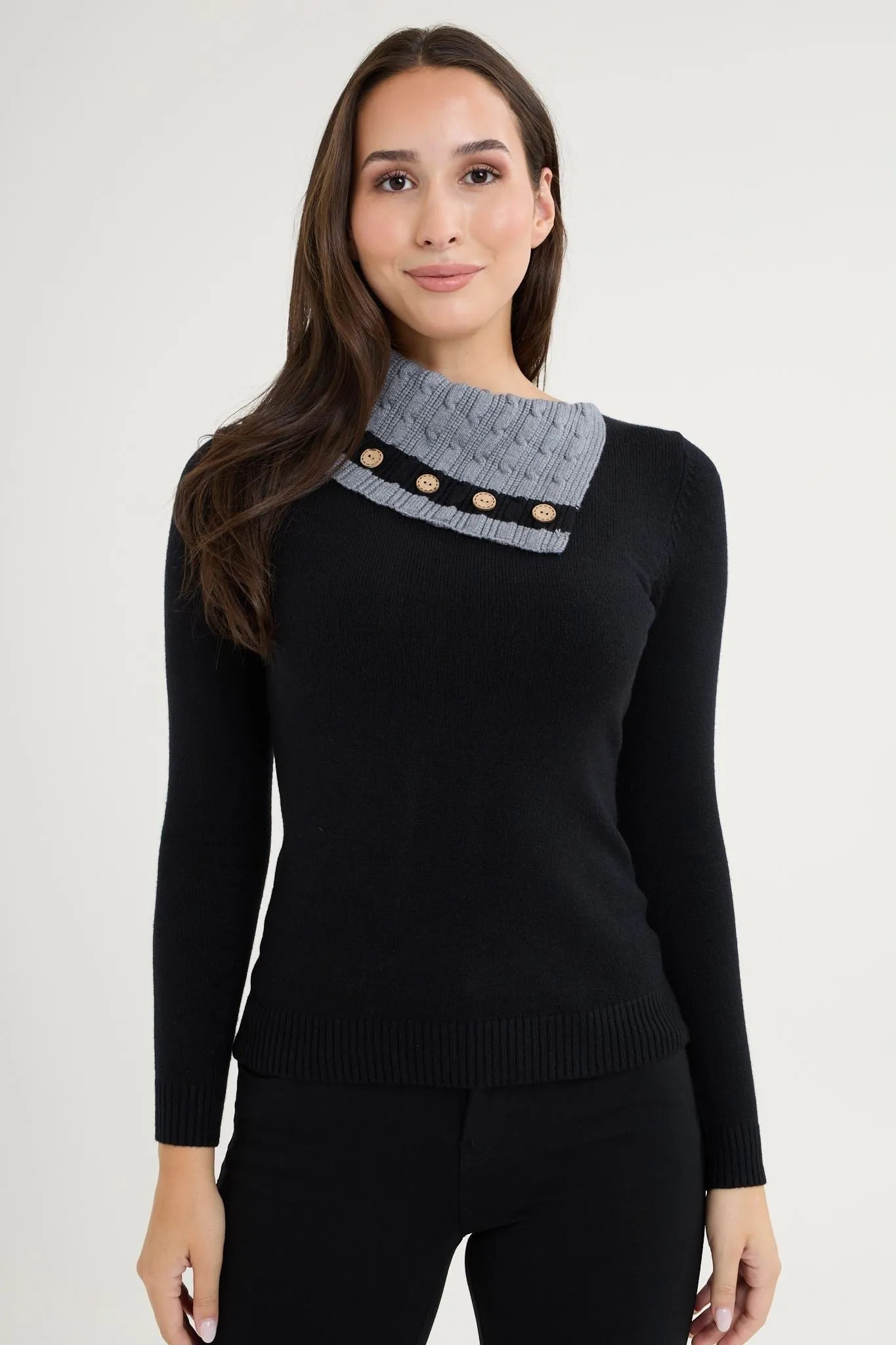 Split neck knit