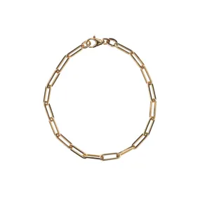 Stephanie Windsor 14k Gold Solid Paperclip Chain Bracelet