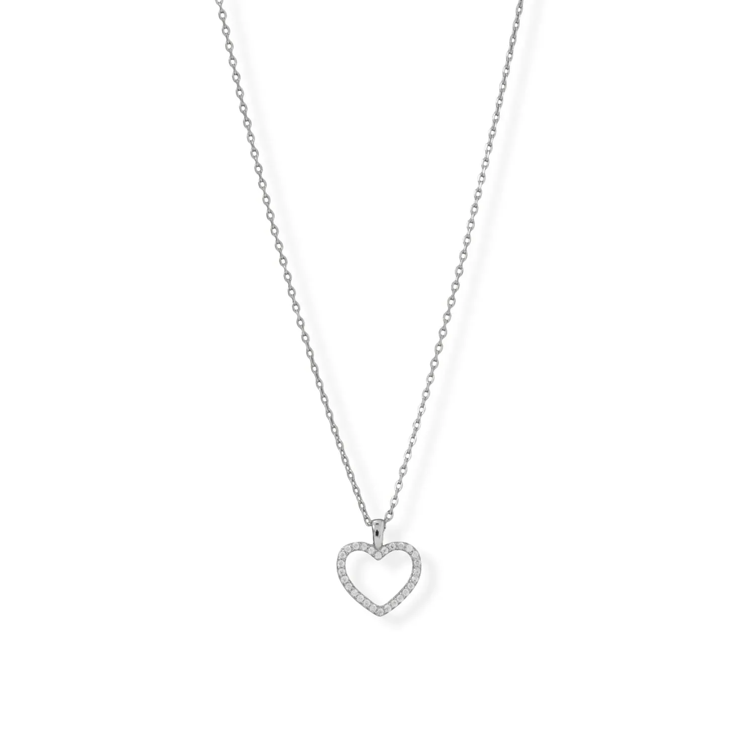 Sterling Silver Cubic Zirconia Heart Necklace for Women