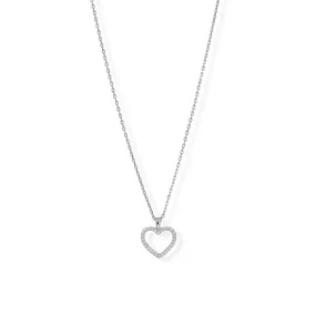 Sterling Silver Cubic Zirconia Heart Necklace for Women