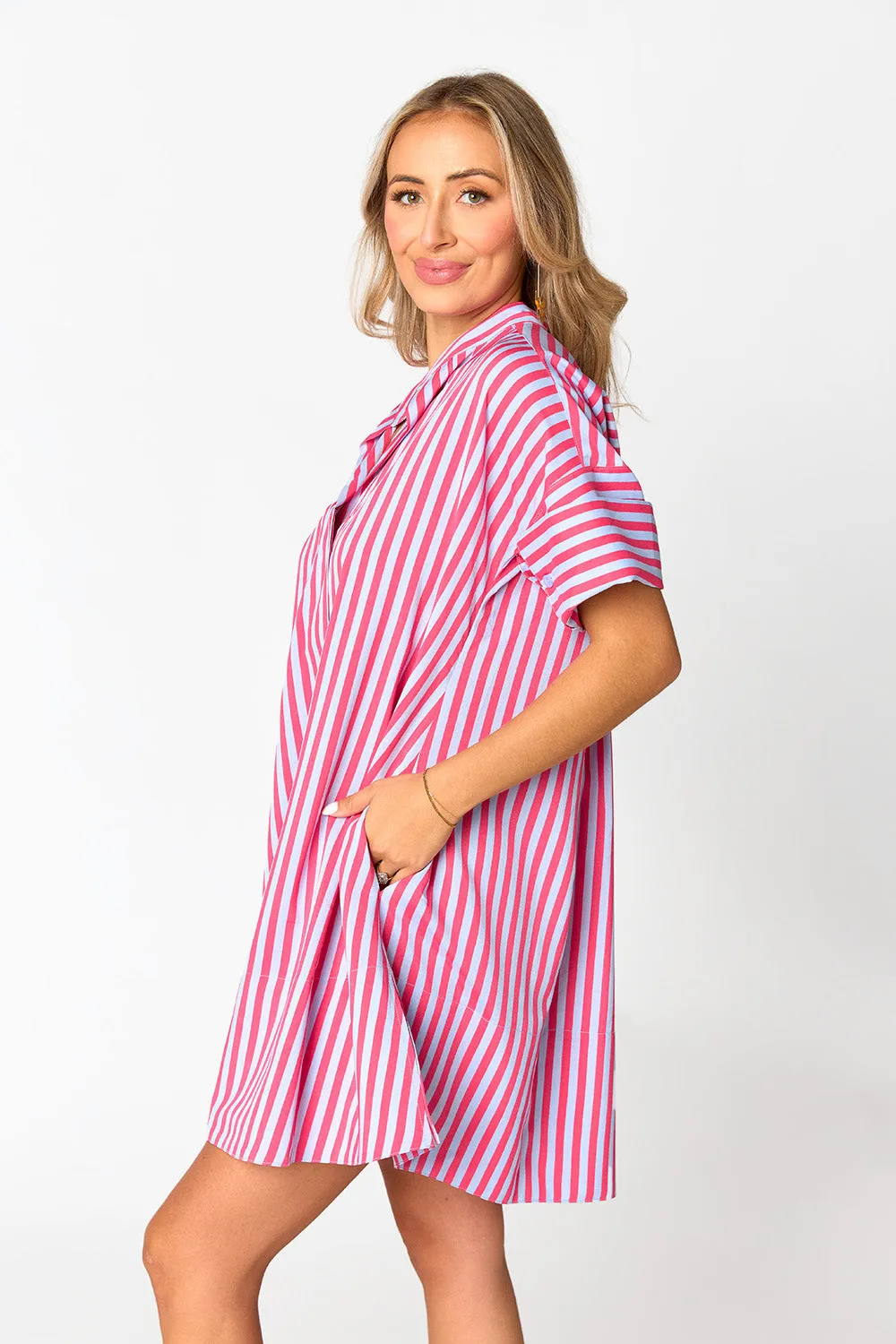 Stevie Shirt Dress - Lychee