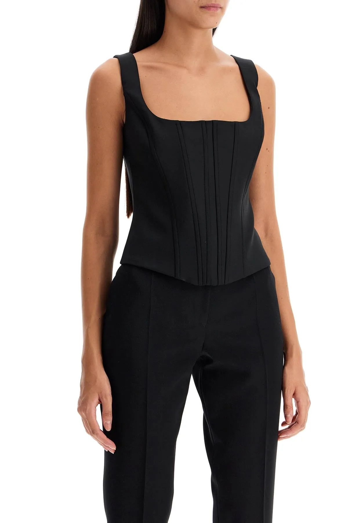 STRETCH WOOL CORSET TOP WITH NINE WORDS