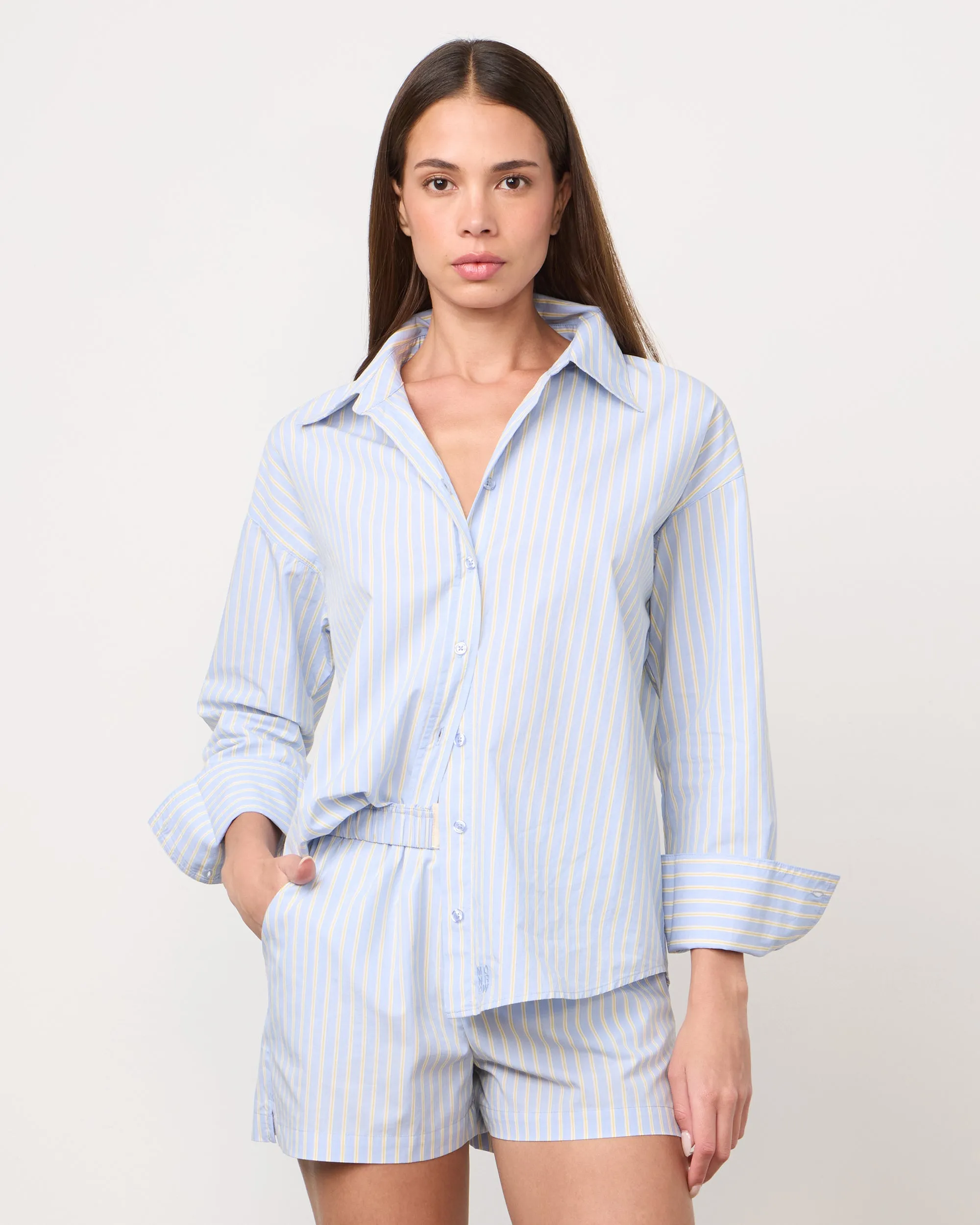 Stripe Poplin Oversized Shirt