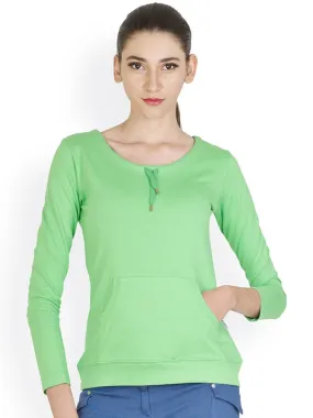 Style Quotient Women Green Round Neck Solid Fashion Tops