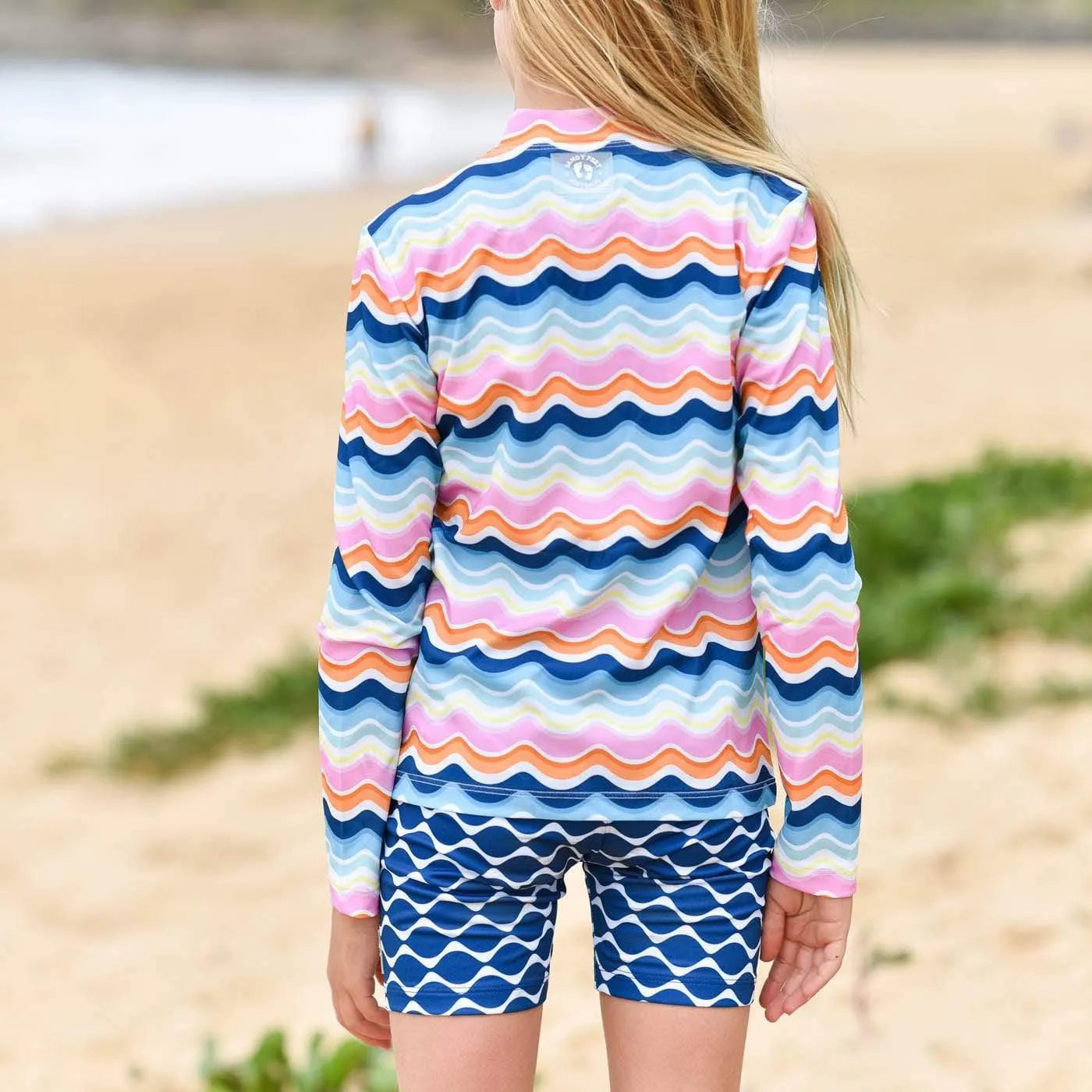 Summer Waves Long Sleeve Zip Rashie