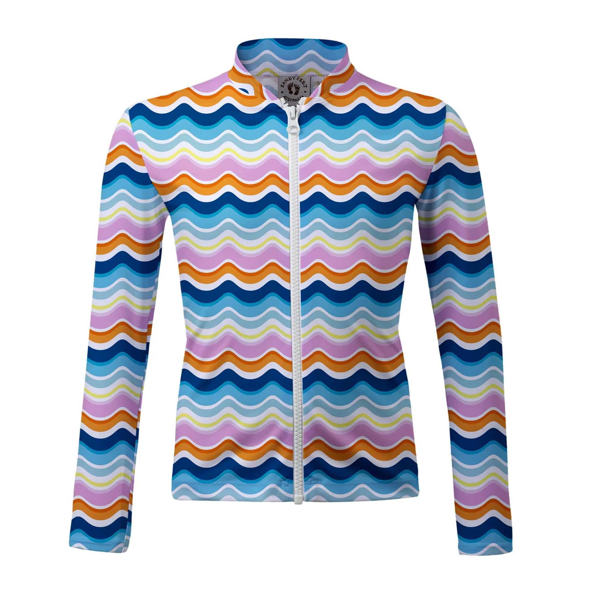 Summer Waves Long Sleeve Zip Rashie