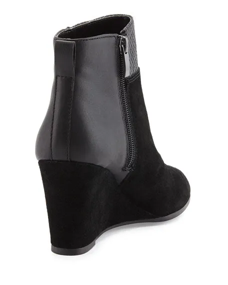 Tahari Women's •Sutton• Wedge Bootie 10M Black leather