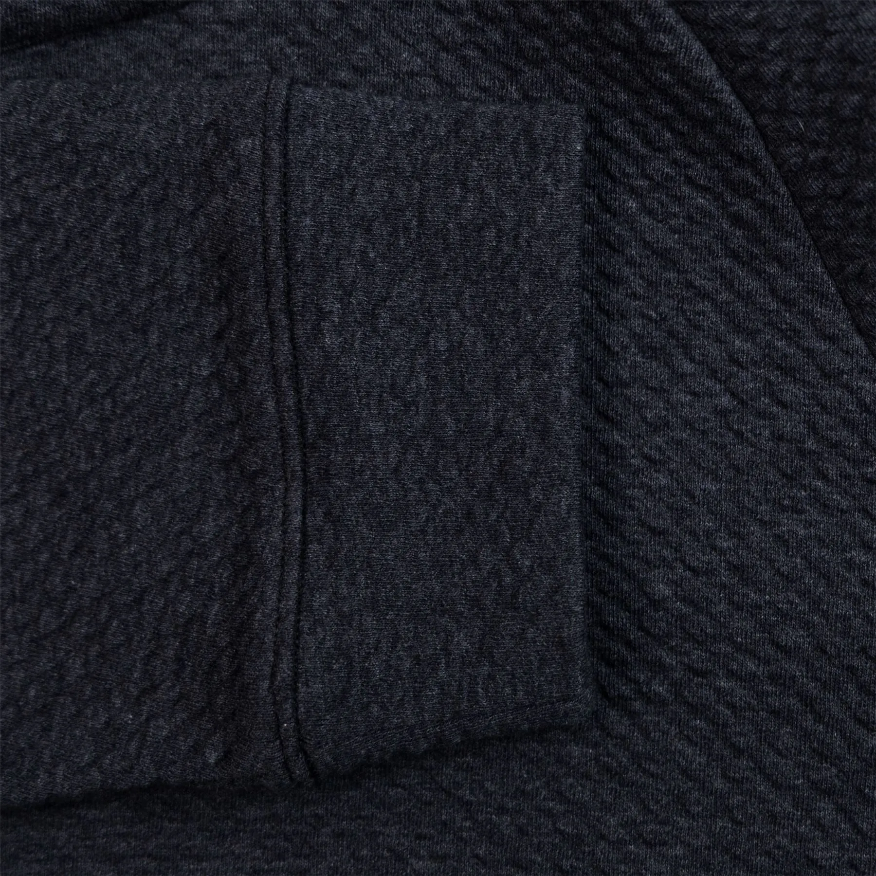 Textured Double Knit Cotton Hoodie Heathered Black - SS24