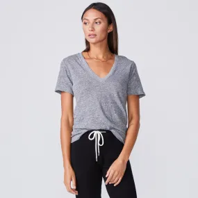 Textured Tri-Blend Fitted V Neck Tee