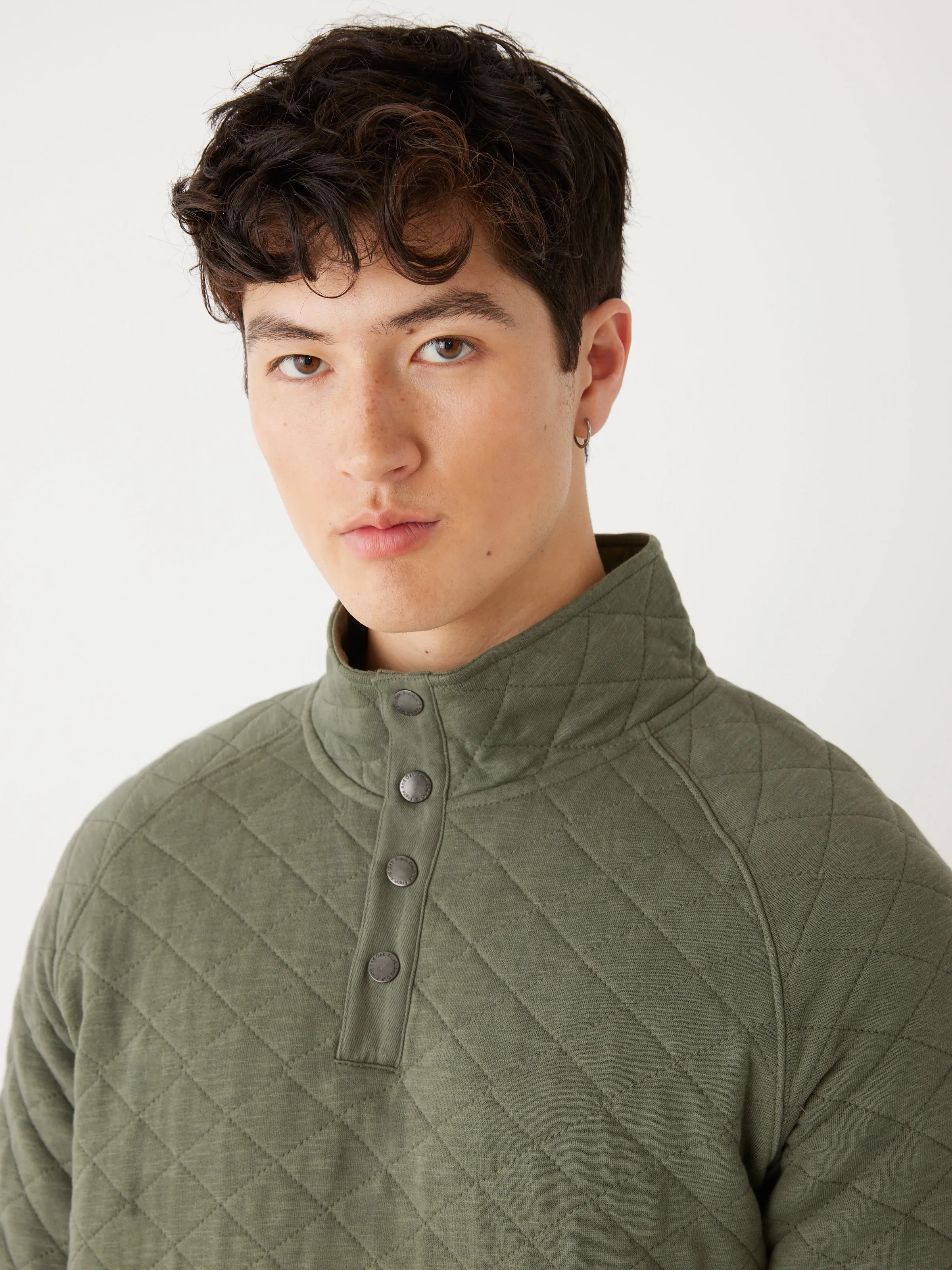 The Quilted Pop-Over in Olive Green