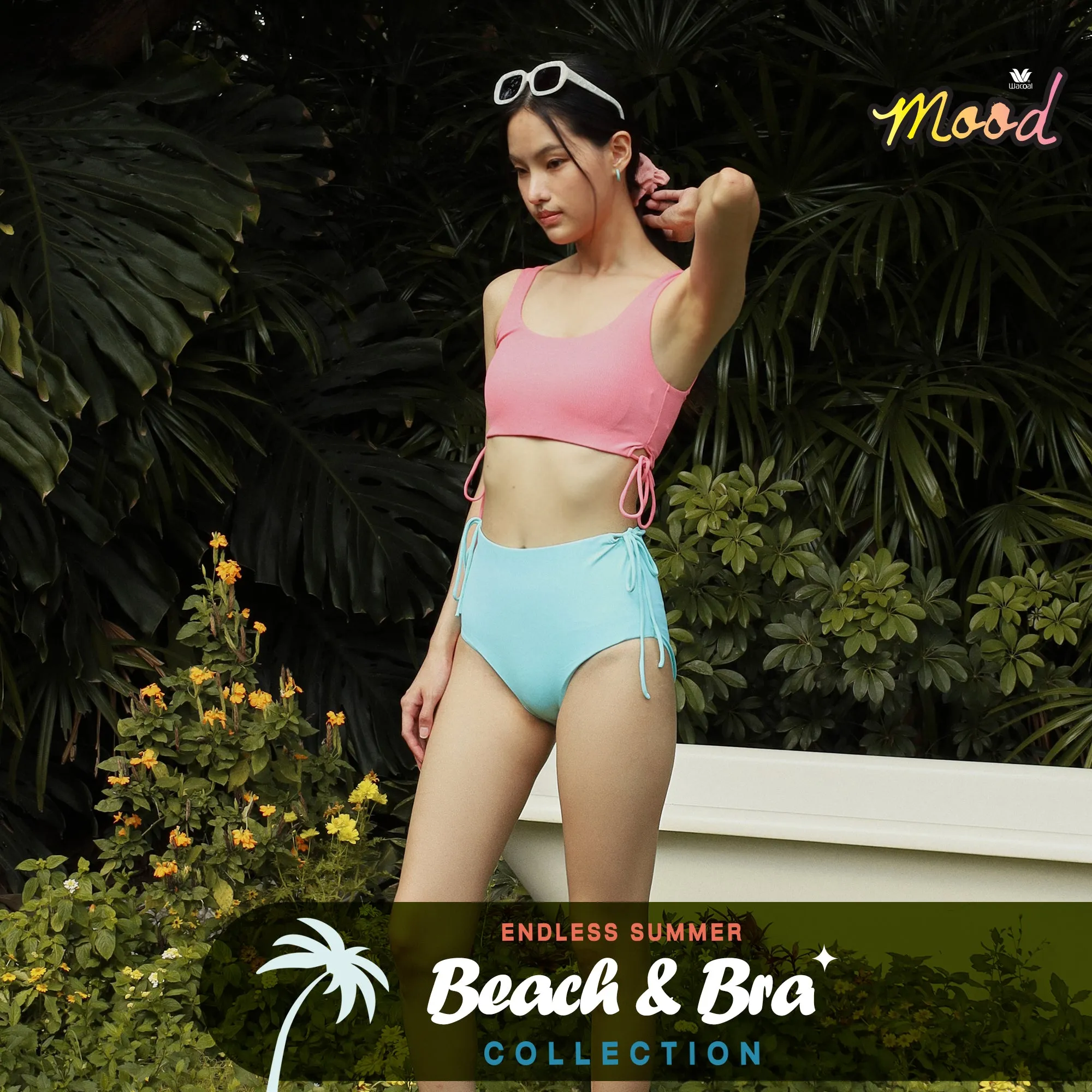 Wacoal Mood Set Beach & Bra เซ็ทชุดว่ายน้ำ (เสื้อและกางเกง) รุ่น MM1U03   MM6U03 สีชมพู-มินต์ (SP-LT)