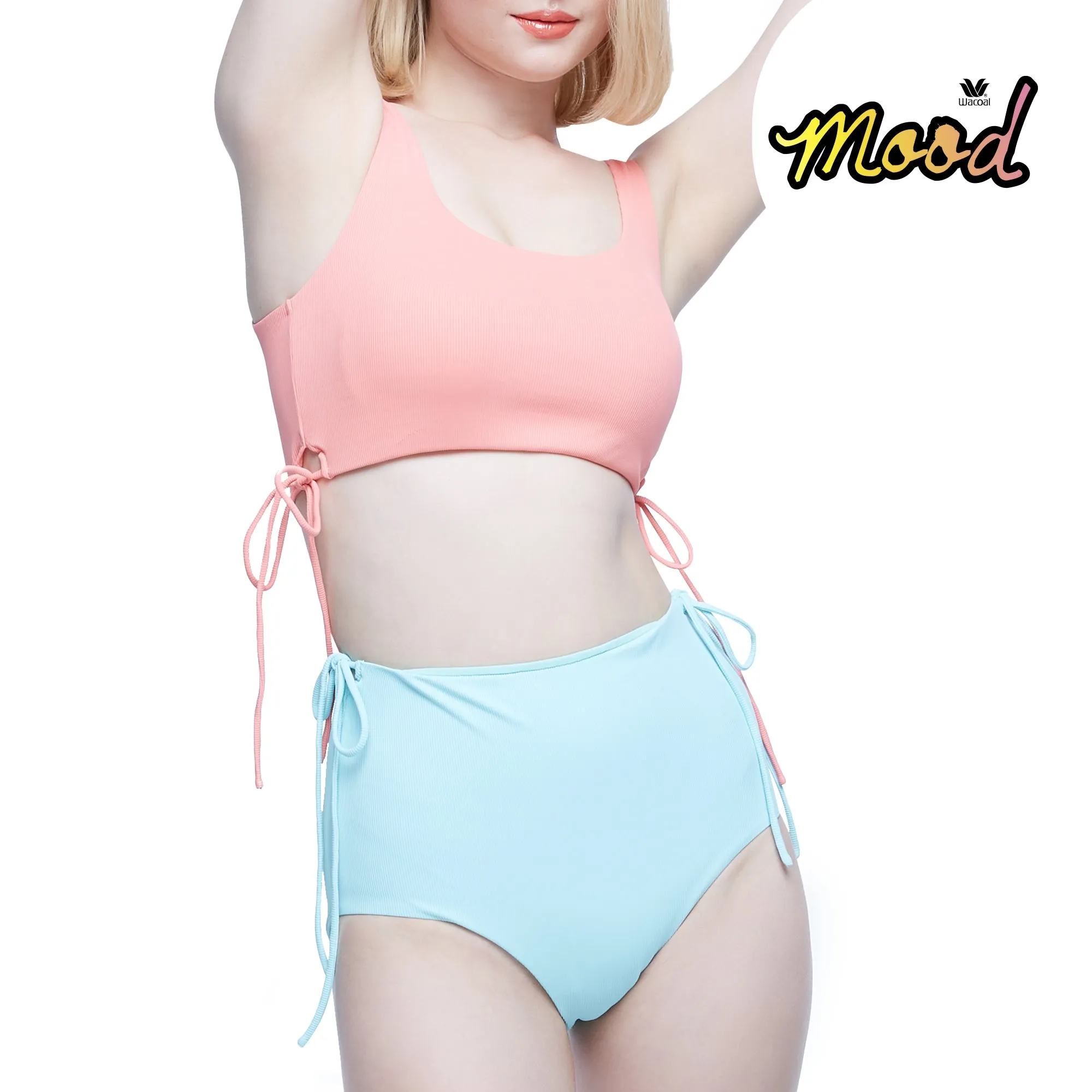 Wacoal Mood Set Beach & Bra เซ็ทชุดว่ายน้ำ (เสื้อและกางเกง) รุ่น MM1U03   MM6U03 สีชมพู-มินต์ (SP-LT)