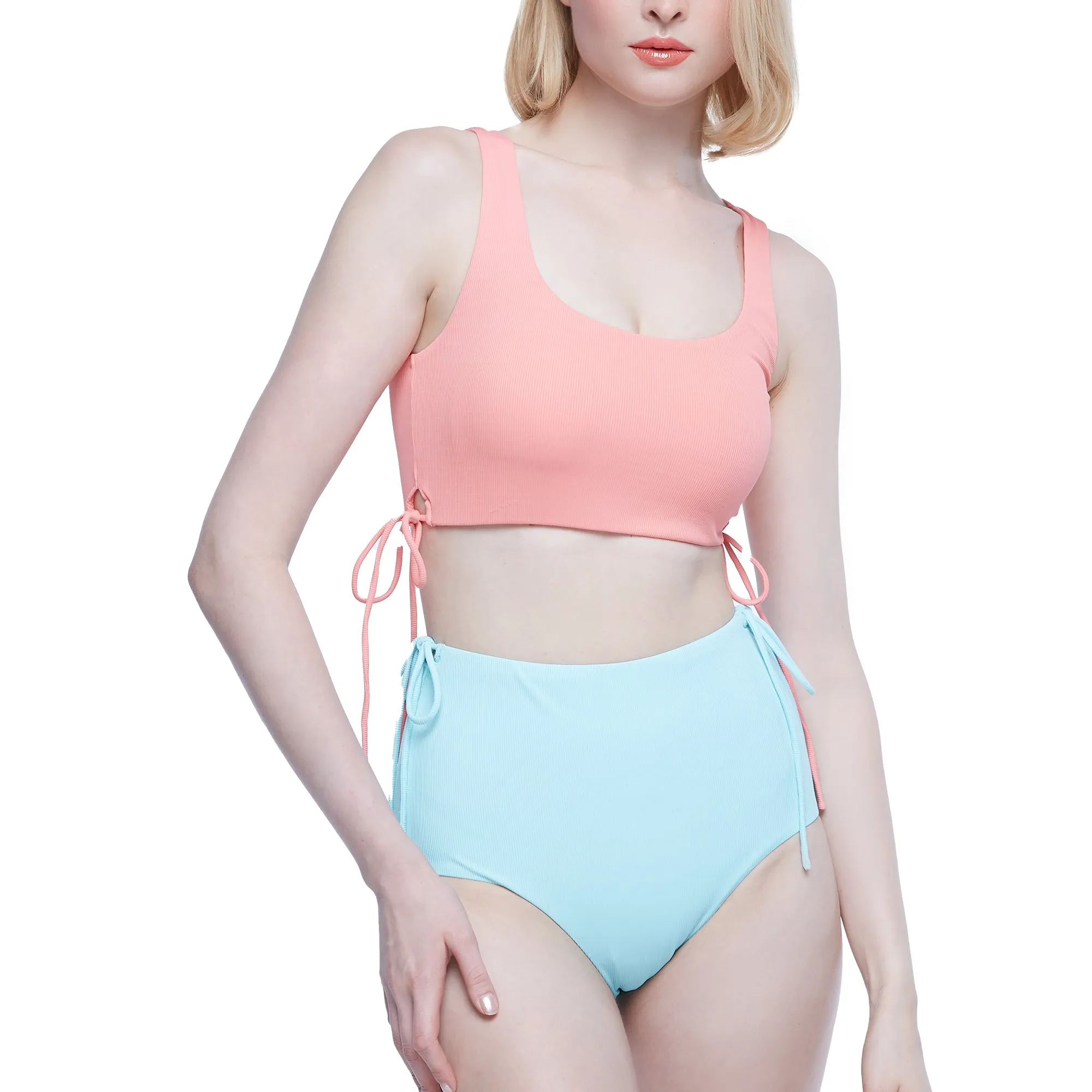 Wacoal Mood Set Beach & Bra เซ็ทชุดว่ายน้ำ (เสื้อและกางเกง) รุ่น MM1U03   MM6U03 สีชมพู-มินต์ (SP-LT)