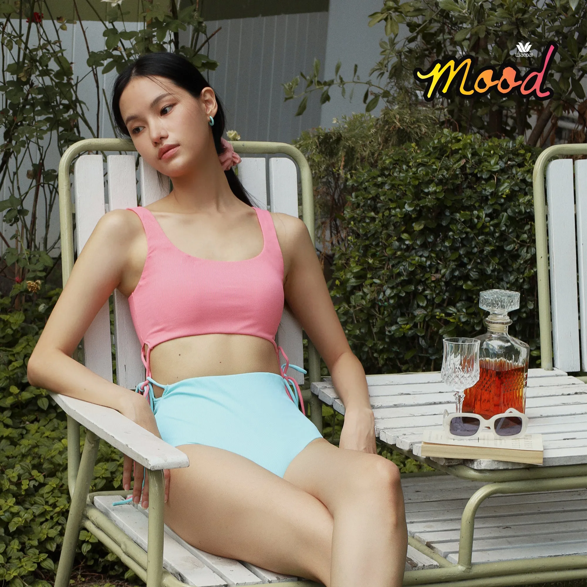 Wacoal Mood Set Beach & Bra เซ็ทชุดว่ายน้ำ (เสื้อและกางเกง) รุ่น MM1U03   MM6U03 สีชมพู-มินต์ (SP-LT)