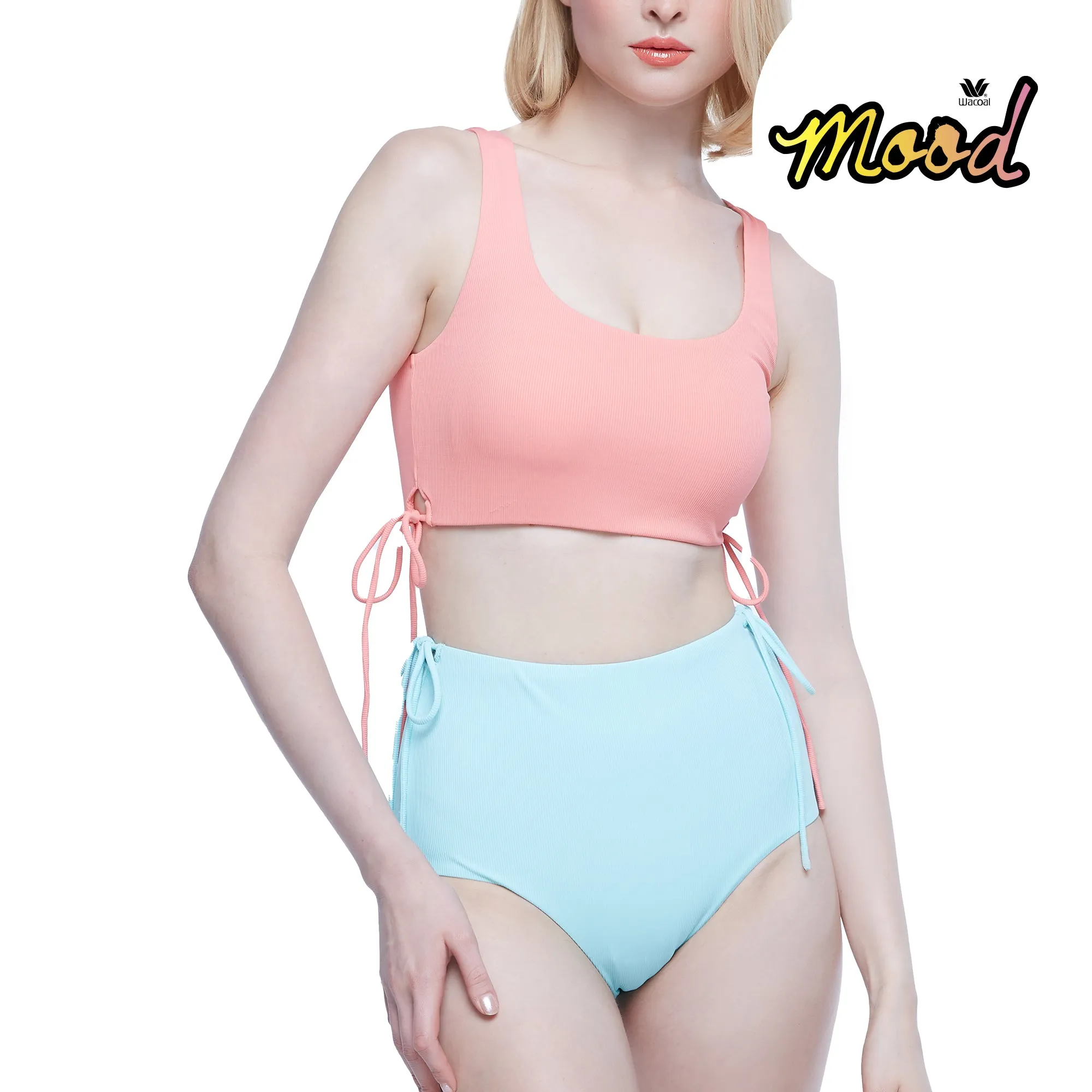 Wacoal Mood Set Beach & Bra เซ็ทชุดว่ายน้ำ (เสื้อและกางเกง) รุ่น MM1U03   MM6U03 สีชมพู-มินต์ (SP-LT)