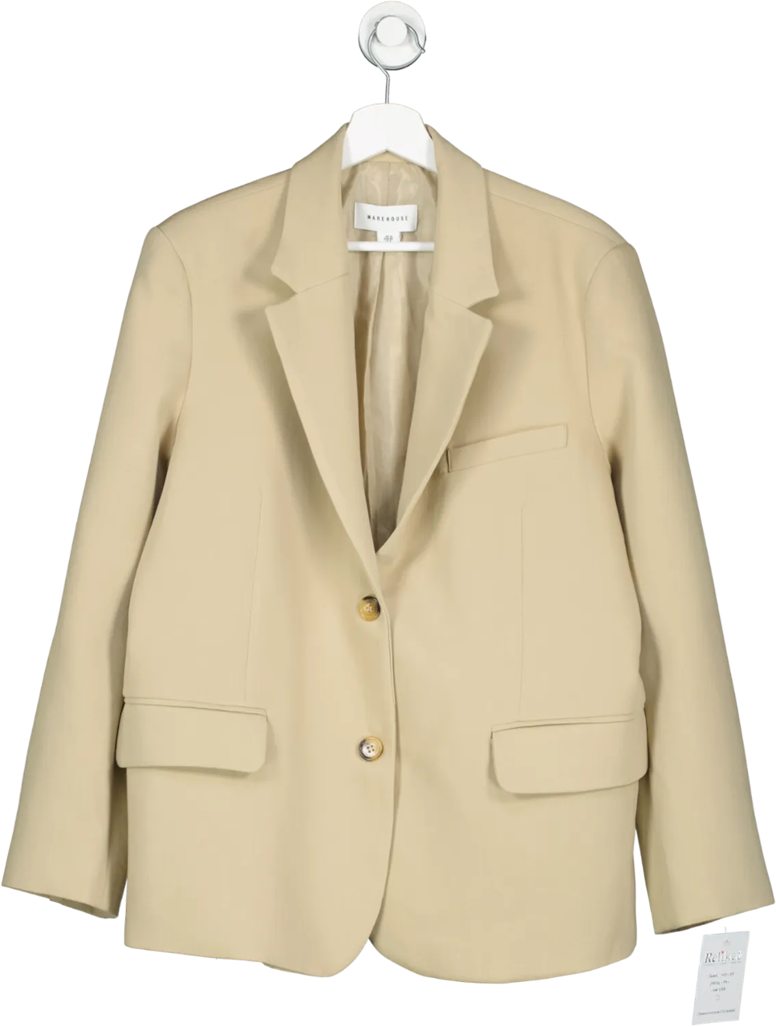 Warehouse Beige Tailored Single Breasted Blazer UK 12