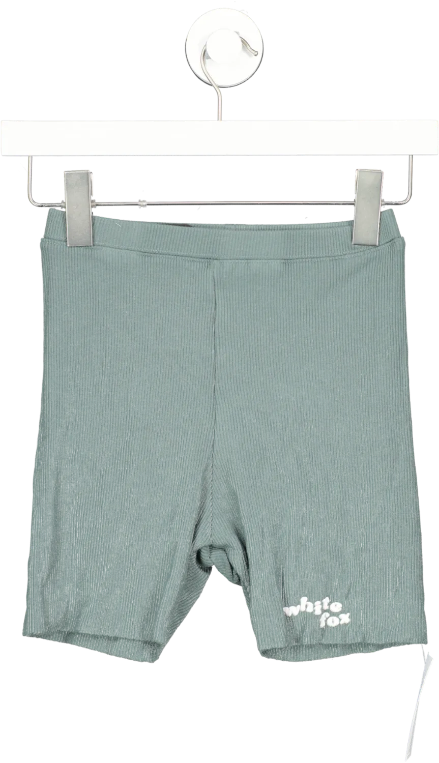 White Fox Green High Waisted Ribbed Shorts UK XS