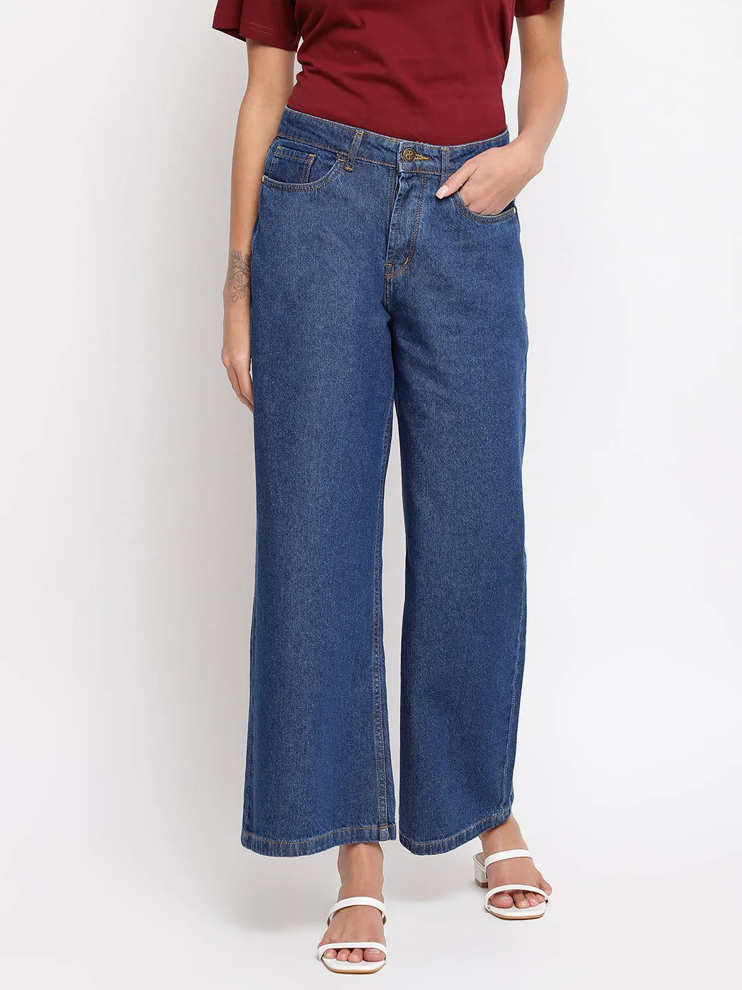 Women Blue High Flared Jeans