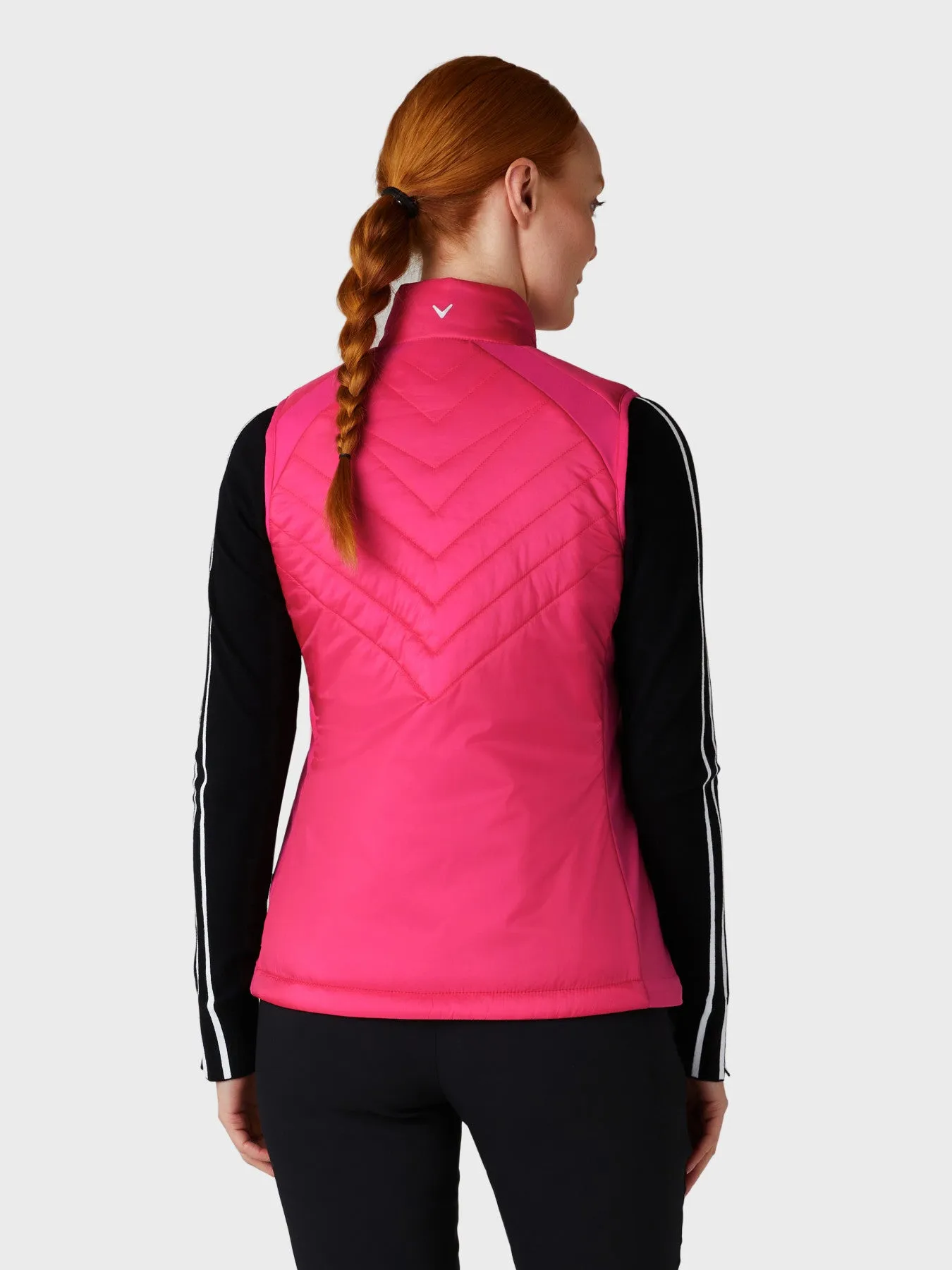 Women's Chevron Quilted Sleeveless Golf Vest In Pink Peacock