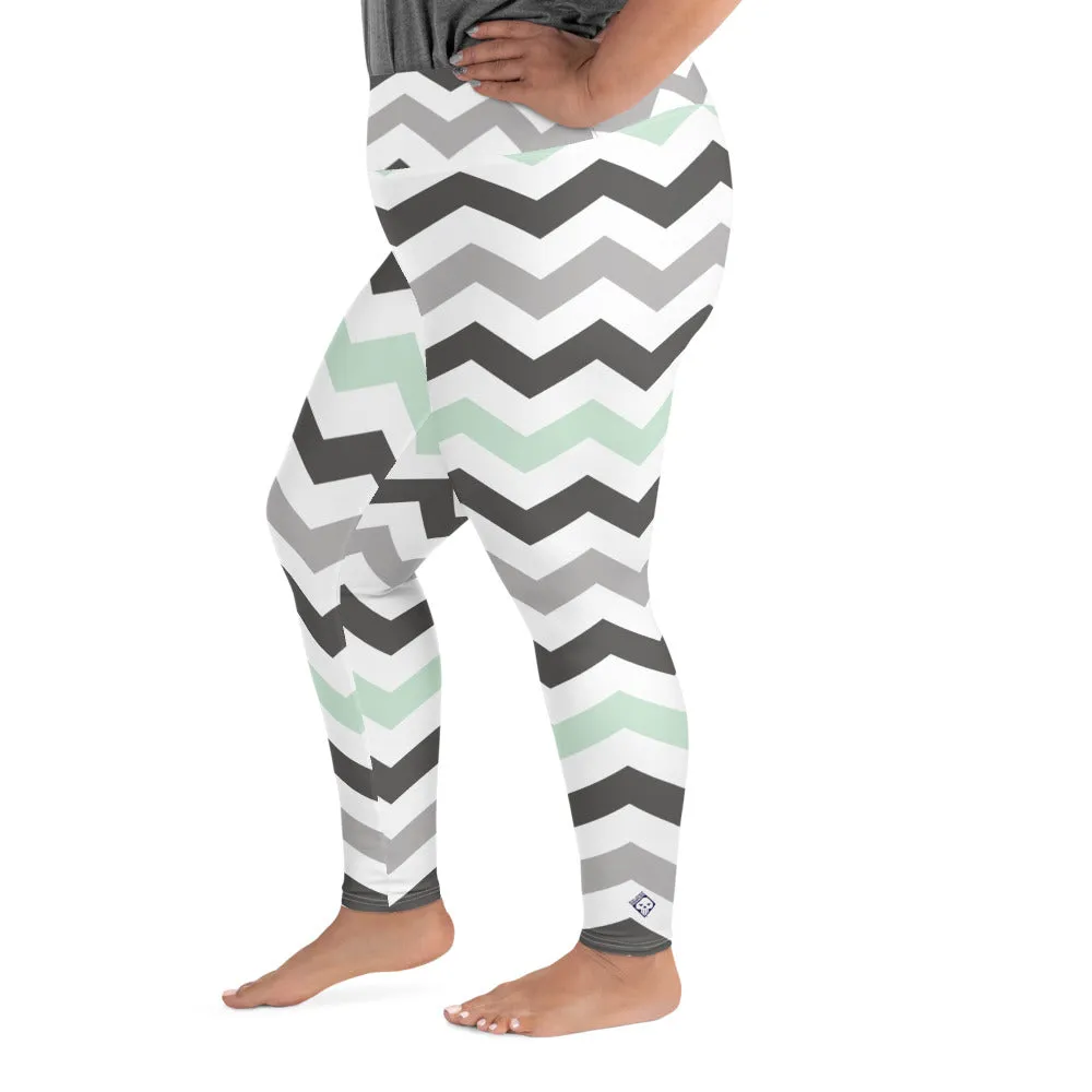 Women's Jade Zig Zag Pattern Plus Size Yoga Pants Workout Leggings For Jiu Jitsu, MMA & No Gi 001