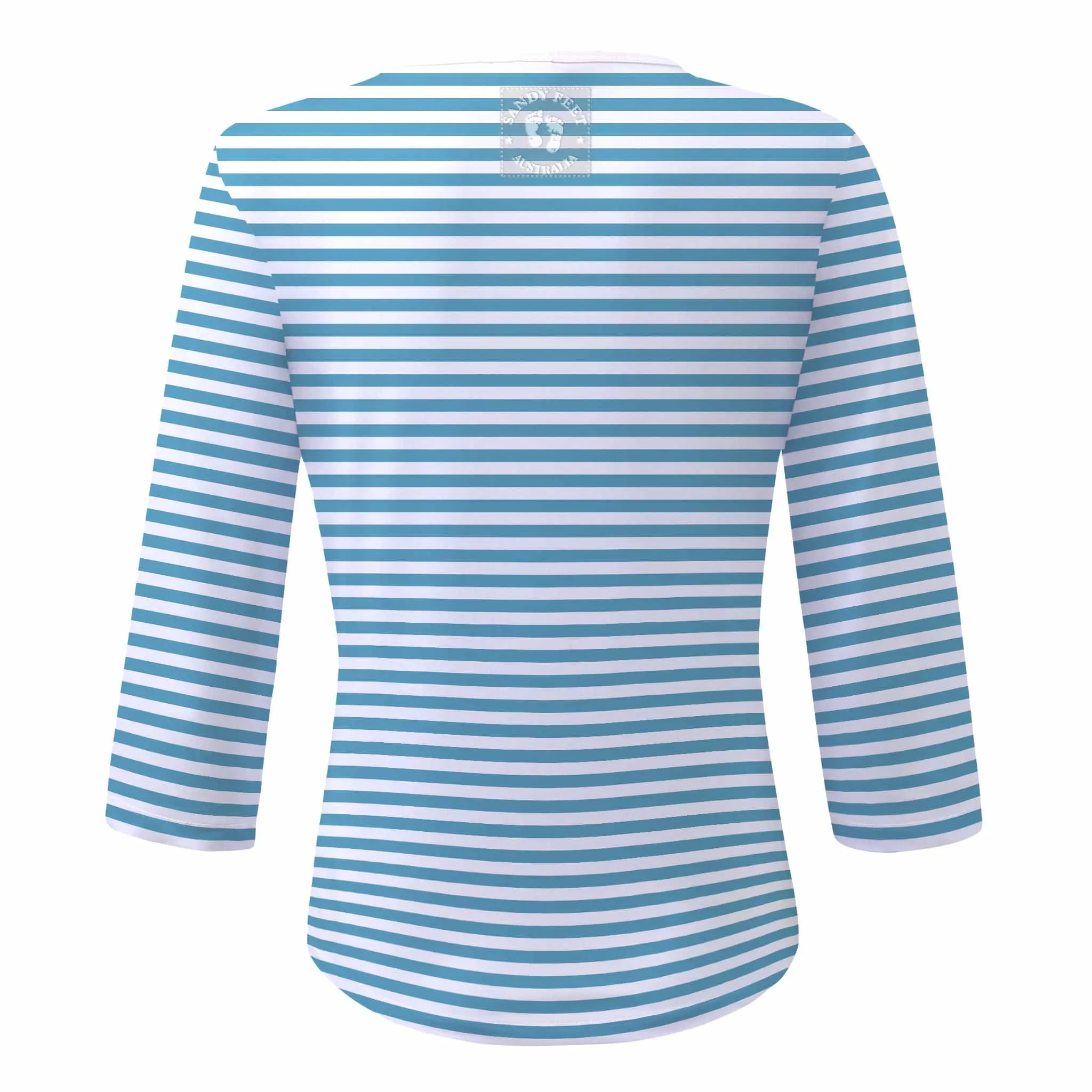 Womens Nautical Stripe 3/4 Sleeve Rashie