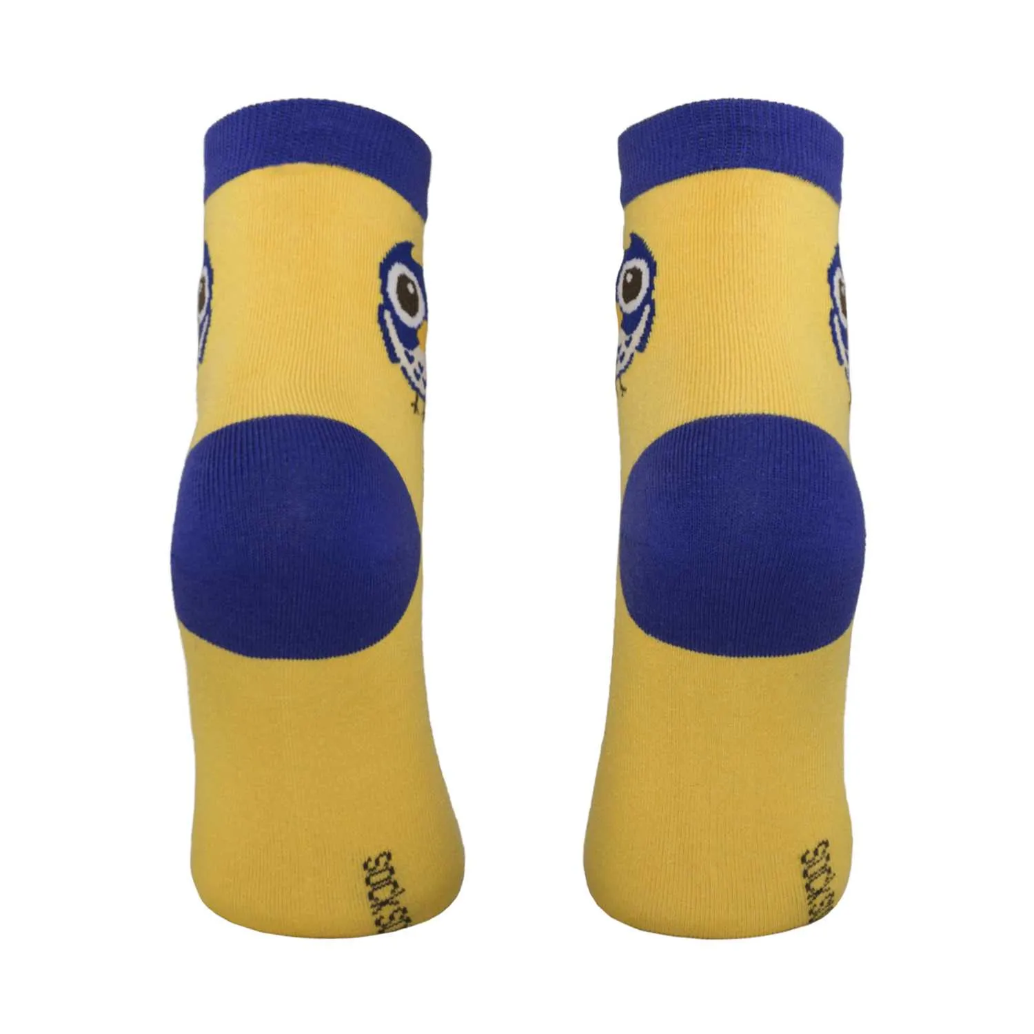 Women's Owl Design Crew Socks - Yellow