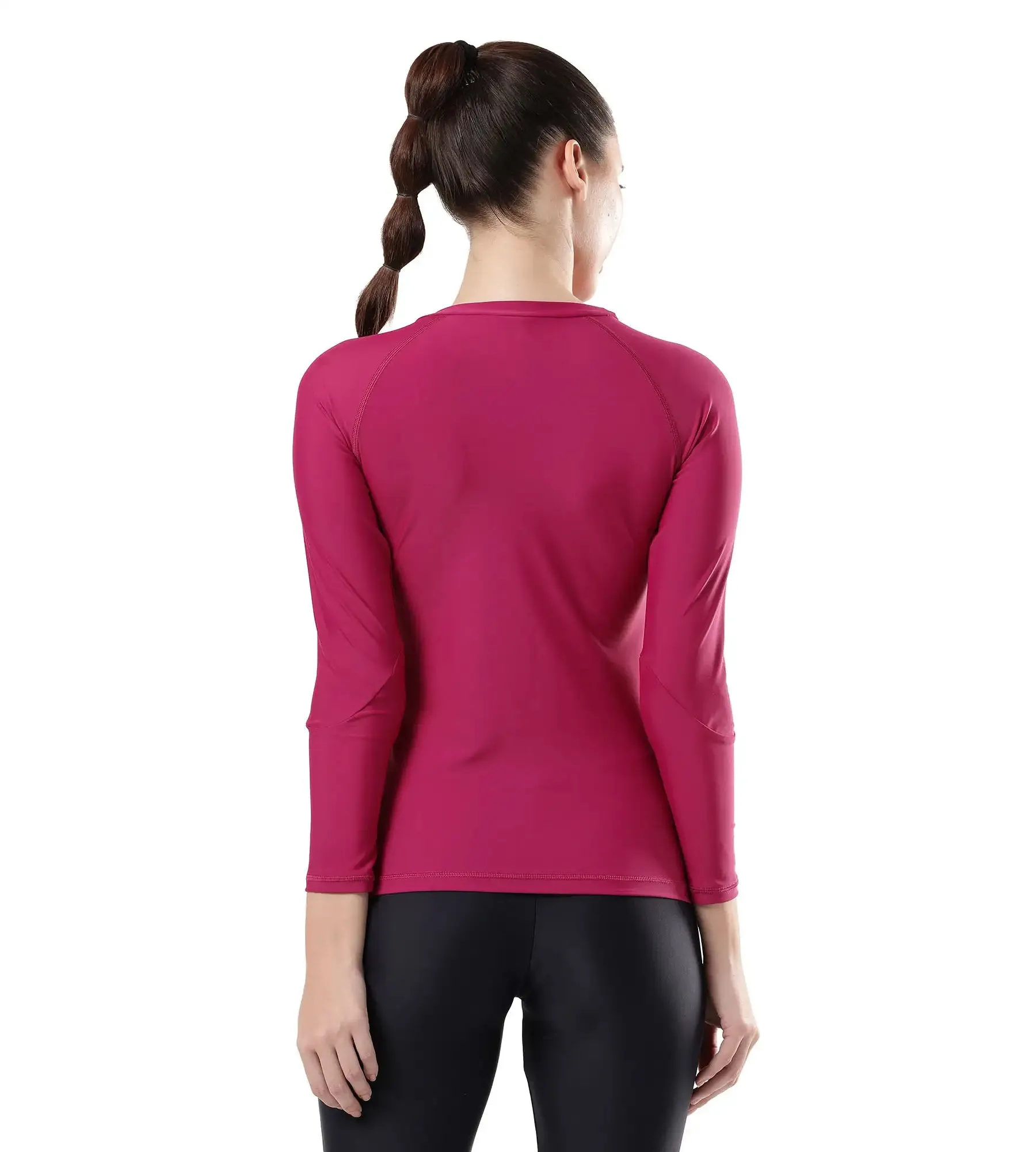 Women's Solid Long Sleeve Suntop - Berry  &  True Navy