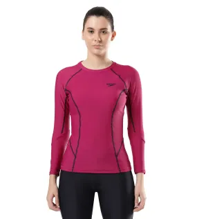 Women's Solid Long Sleeve Suntop - Berry  &  True Navy